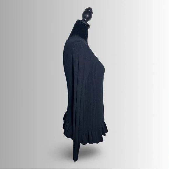 Cabi Black ‘Party’ Cardigan With Ruffle Hem, Ribbed, Cropped Outerwear, Size Md - Picture 6 of 11